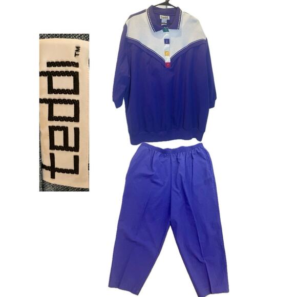 VTG 80’s Teddi Track Suit Set Oufit Pants/Top windbreaker Sz 2xl Retro Iconic - Picture 12 of 16